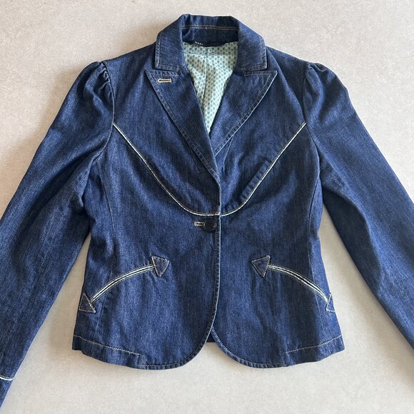 Vintage Y2K Marc Jacobs Denim Blazer Jacket ASO Piper Halliwell - Picture 3 of 8